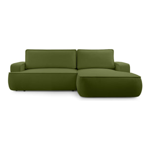 Nessino - canapé d'angle droit 4 places - convertible avec coffre - en tissu texturé - Vert