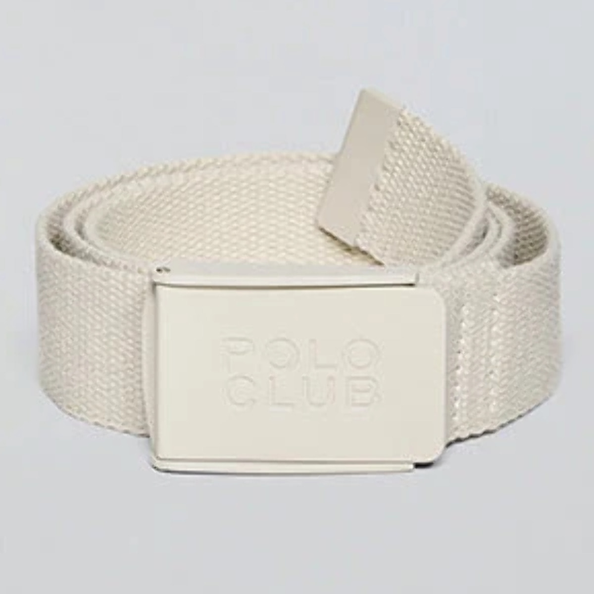Cintura Brahim in tela beige con fibbia logo