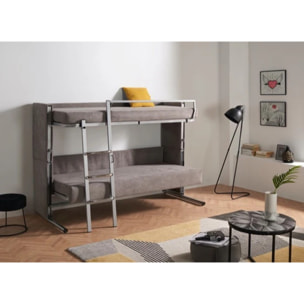 Sofá Cama Litera Miami 3 Plazas Tela Antimanchas Color Marrón