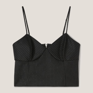 Motivi - Top bustier a rayas diplomáticas de lúrex - Negro