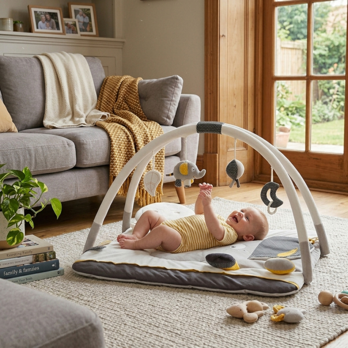 Tapis d'éveil avec arches en velours blanc