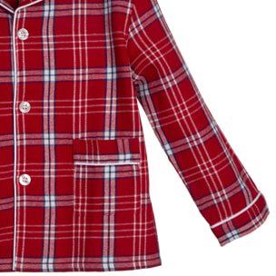 PIGIAMA BABY in flanella scozzese rosso e bianco