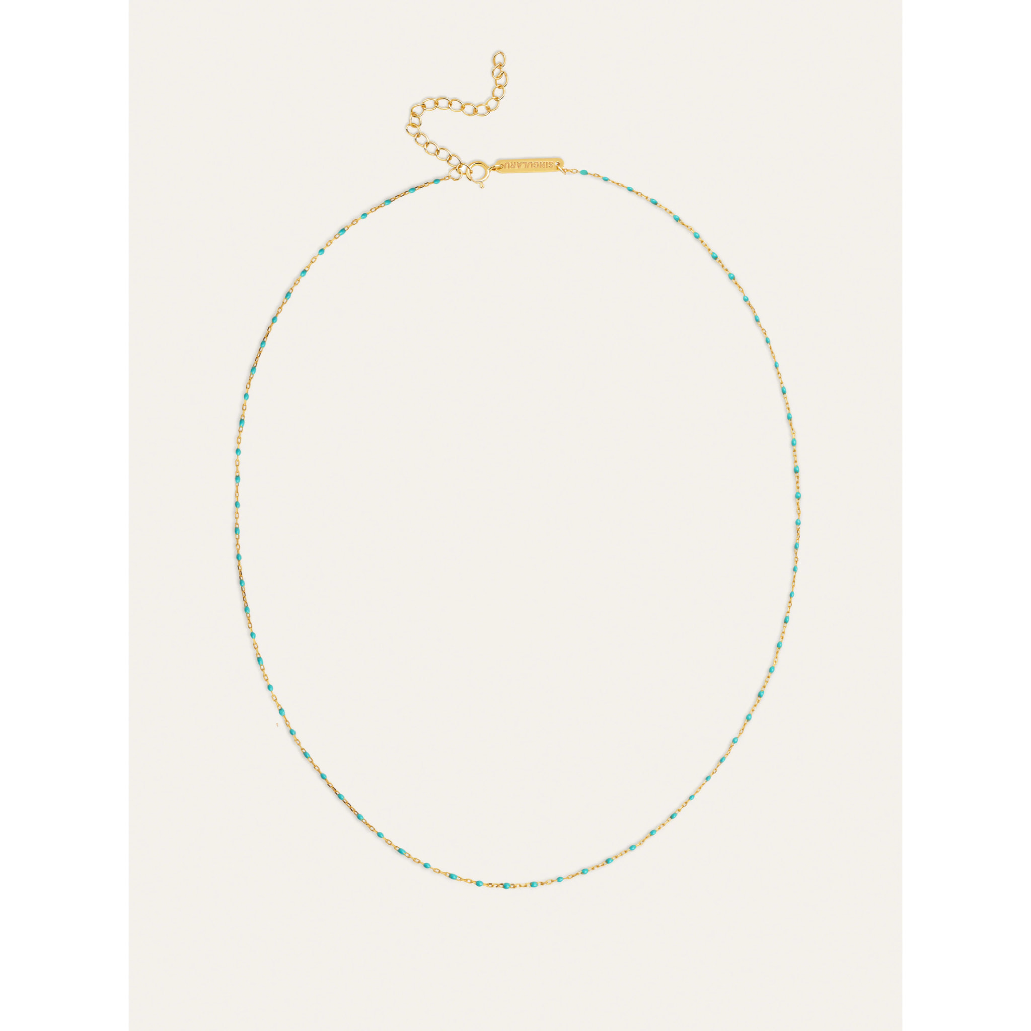 Collar Dots Turquoise Enamel Plata Baño Oro
