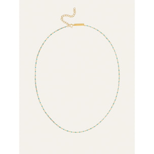 Collar Dots Turquoise Enamel Plata Baño Oro