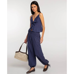 Pantalón recto con bajo ajustable de mujer