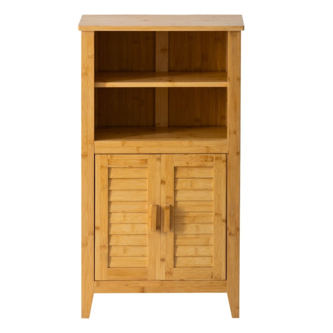 Mobiletto bagno in legno di bamboo con 1 anta e 3 ripiani 66x33x87 cm