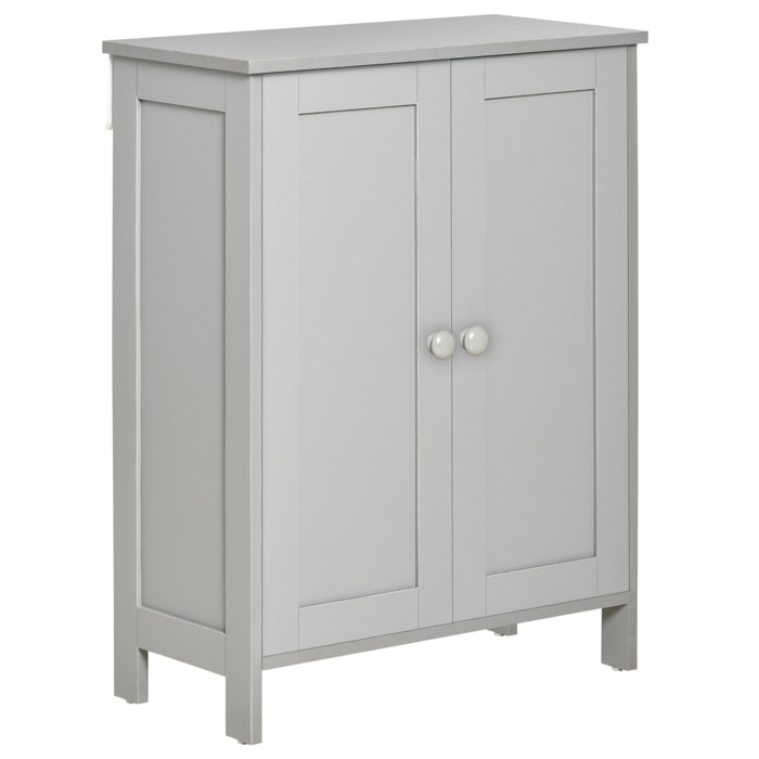 HOMCOM Armario de baño con 2 Puertas y Estantes Interiores Ajustables Mueble Auxiliar de Almacenaje Multiusos para Salón Pasillo Comedor 60x30x80 cm Gris