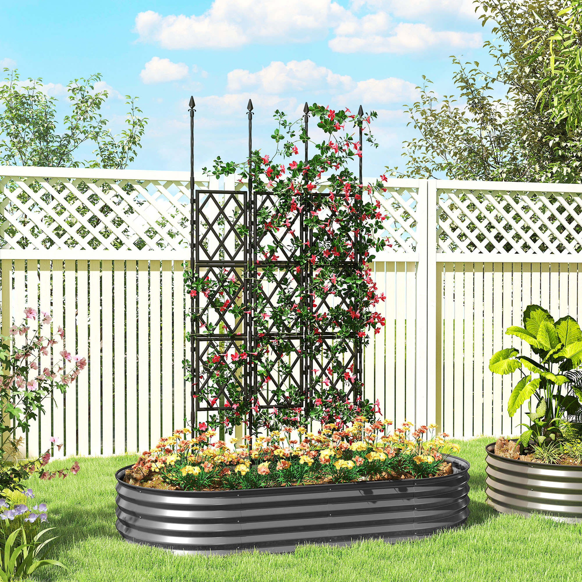 Treillis de jardin pliable pour plantes grimpantes métal noir
