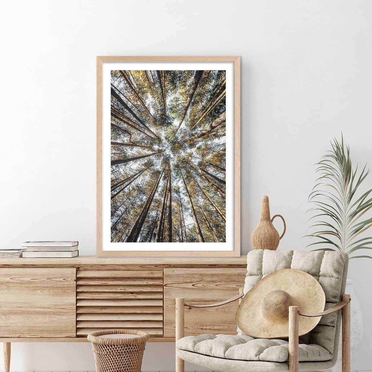 Affiche nature perspective des cîmes Affiche + cadre en bois - Chêne