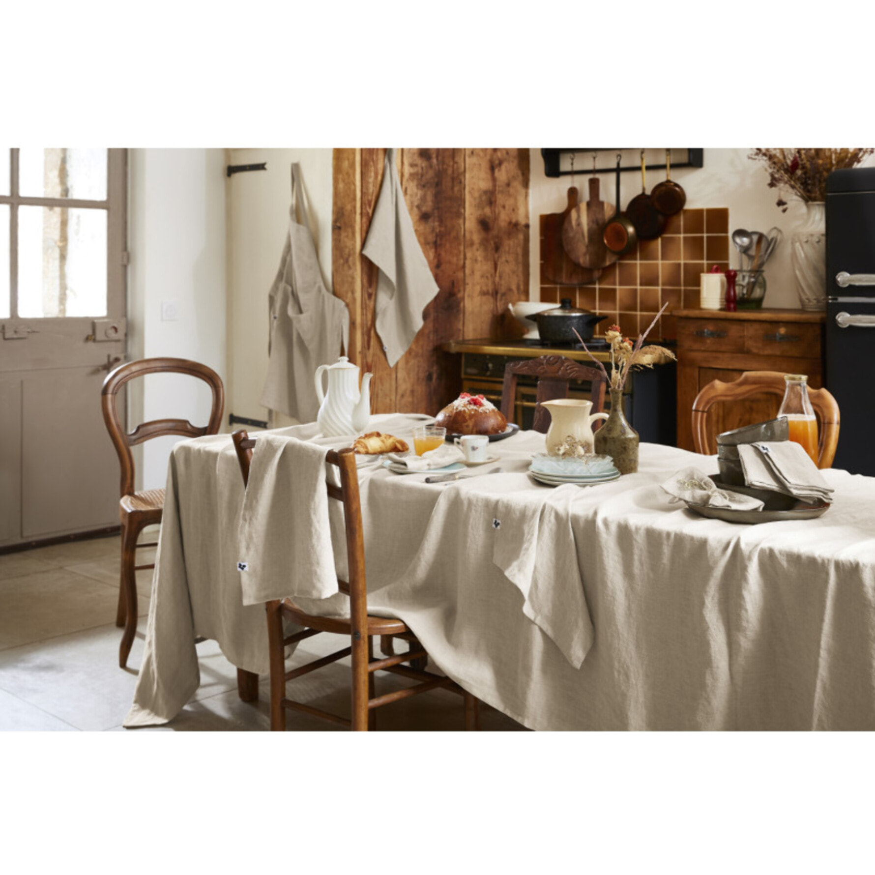 Lot de 3 serviettes de table "Soline" 40 x 40 cm Lin lavé - Couleur: Soline Sable