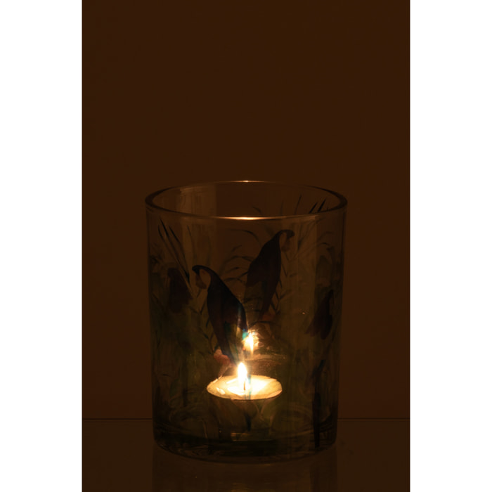 J-Line Photophore Perroquet - verre - bleu/vert - medium