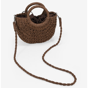 Bolso de esparto marrón tipo canasto