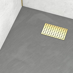 Receveur de douche Gris Effet Pierre 80x100 cm et Grille décor Perforée Or Doré Brossé