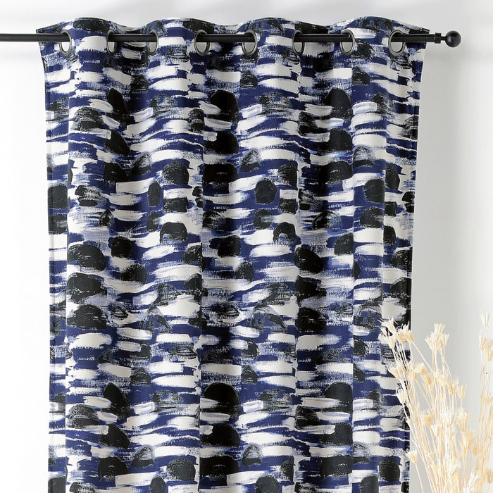 Rideau à Oeillets Paysage Abstrait - Bleu Roi