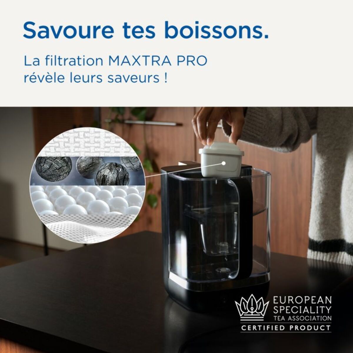 Fontaine à eau BRITA CUBE (4.0 L) technologie UV-C + 1 filtre à eau MAXTRA PRO Expert anti-tartre