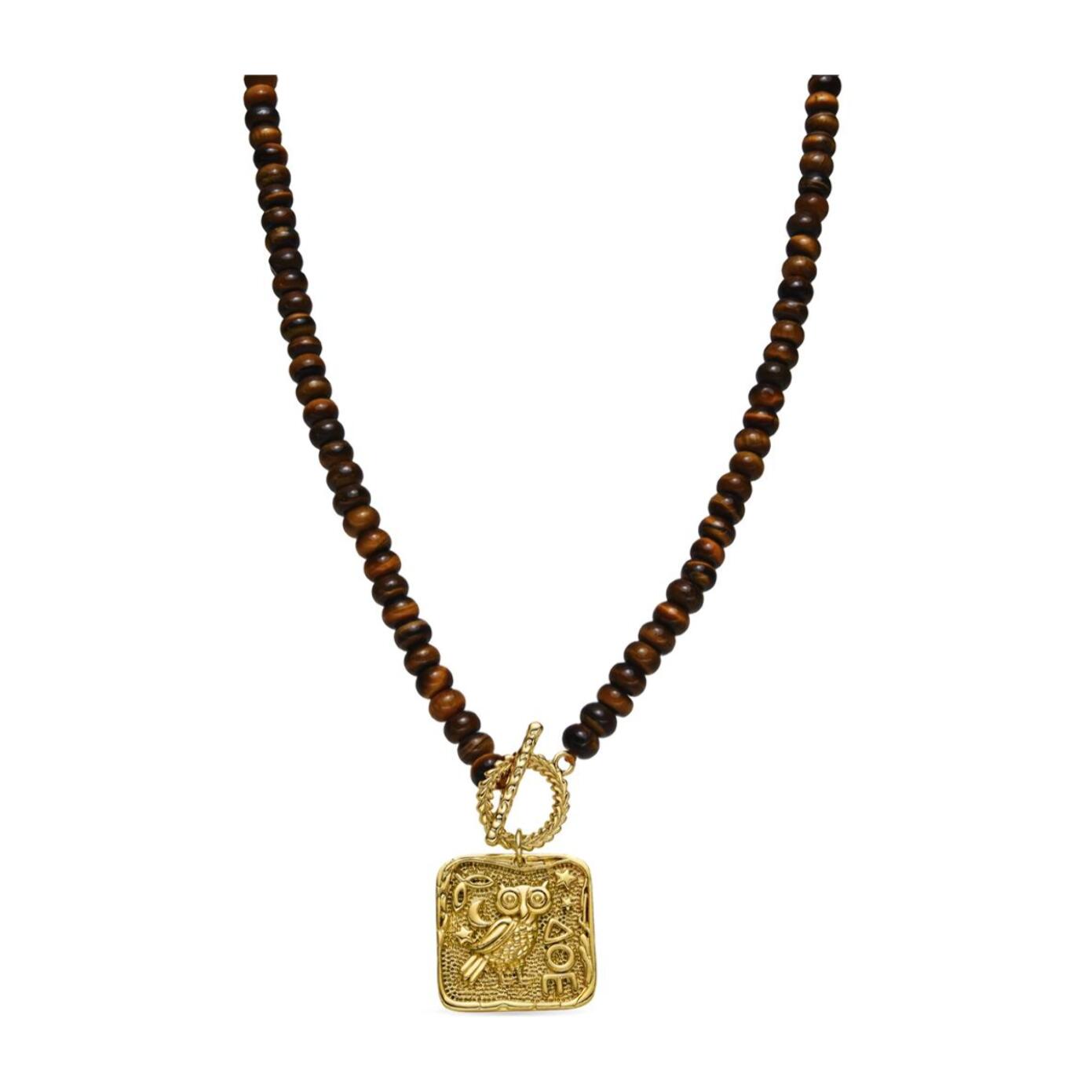 Collar con Ojo de Tigre acabado oro 18k