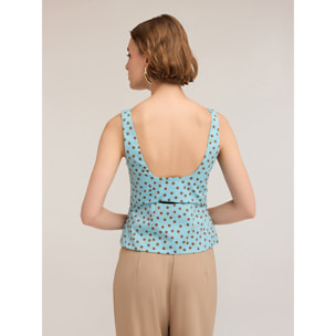 Motivi - Top bustier con recorte posterior de lunares - Light - blue