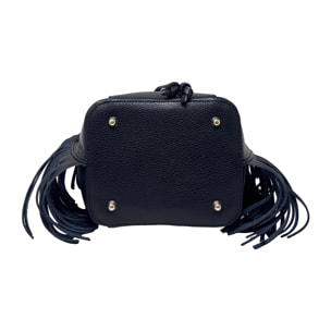 Borsa a Mano Secchiello da Donna in Pelle Dollaro con Frange