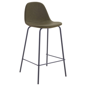 Lot de 2 chaises pour îlot central 65 cm en cuir synthétique kaki - Henrik