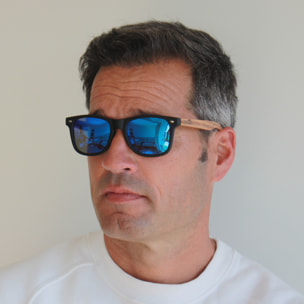 Gafas de sol OCEAN BEACH WOOD - De madera negro con patillas marrón y / Revo azul