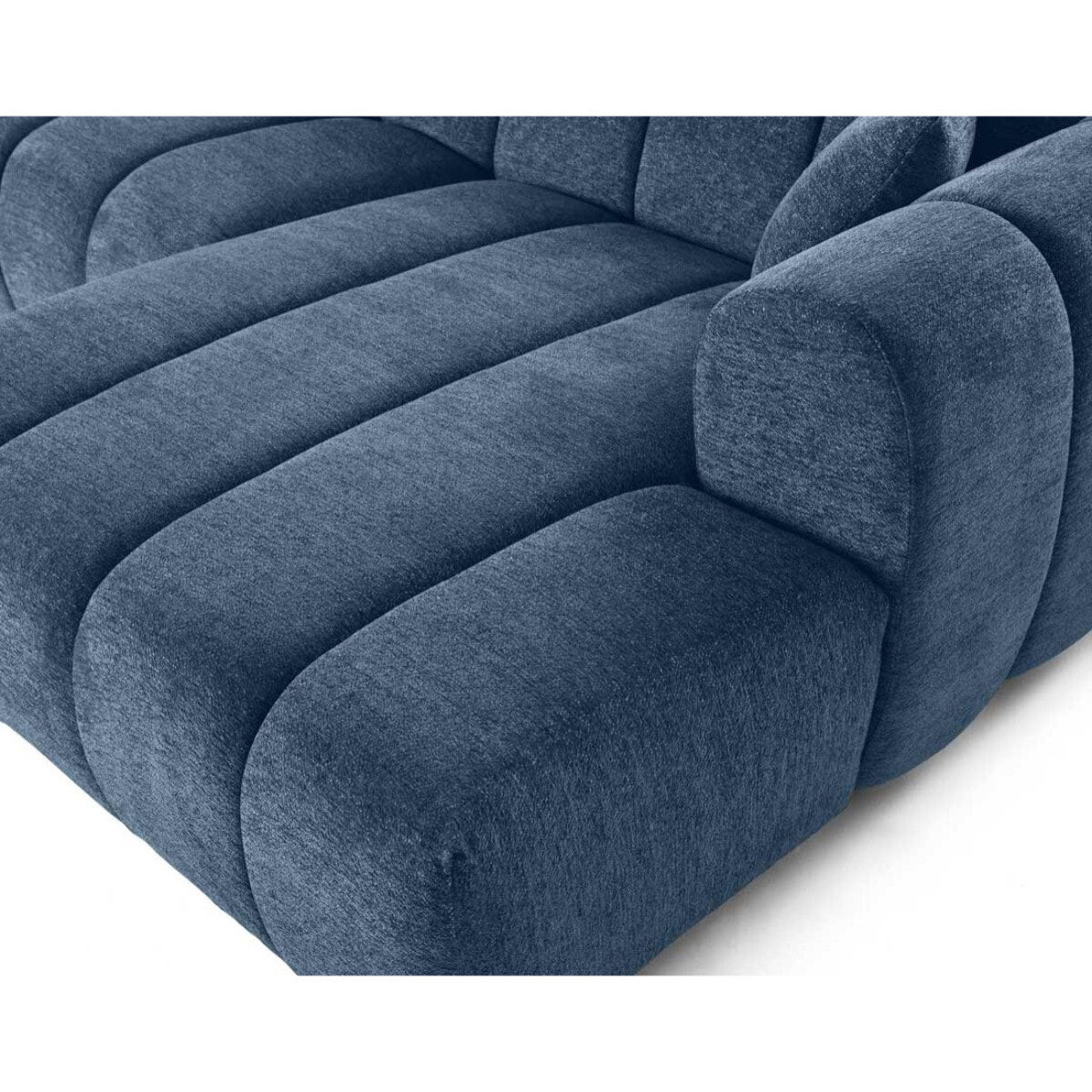 Curtis - canapé d'angle droit 4 places en tissu texturé - Bleu