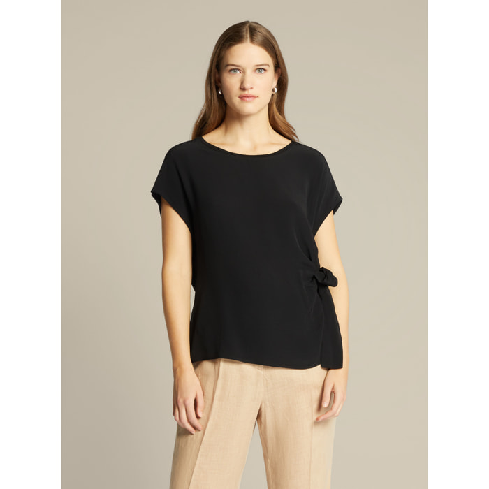 Elena Mirò - T-shirt con nodo sul fianco - Nero