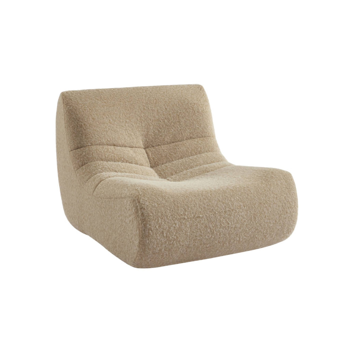 Chauffeuse tissu effet alpaca 1 place. beige. style contemporain. L 91 x P 105 x H 72cm