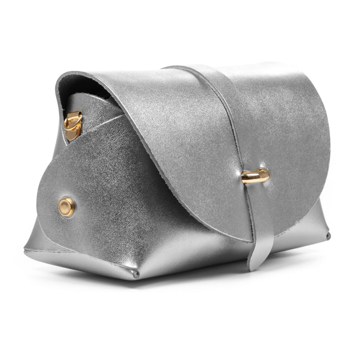 Aurora Bolso bandolera Mujer. Piel auténtica Gamuza lacado brillante.