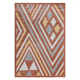 Tapis Koco géométrique, orange jaune et beige
