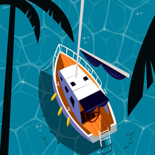 Poster de port cros Affiche sous cadre bois