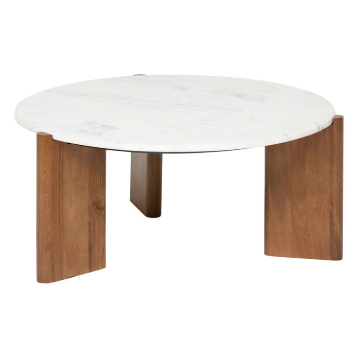 Table basse "Nanda" marbre blanc 91,5x91,5x41,5cm