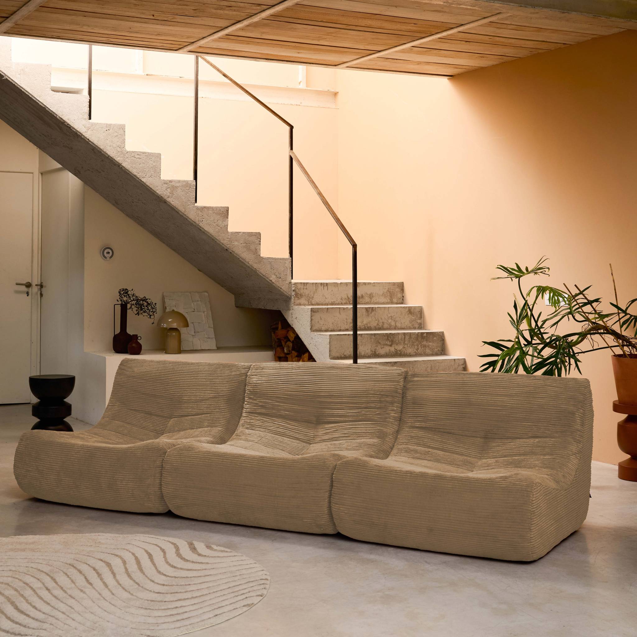 Chauffeuse velours côtelé 3 places SOKOL