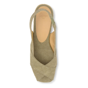 Alpargata destalonada Diana cuña de yute estilo peep toe en algodón orgánico lavado