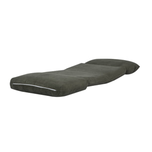 Chauffeuse matelas kaki convertible velours côtelé grosse côte 1 place Cosy