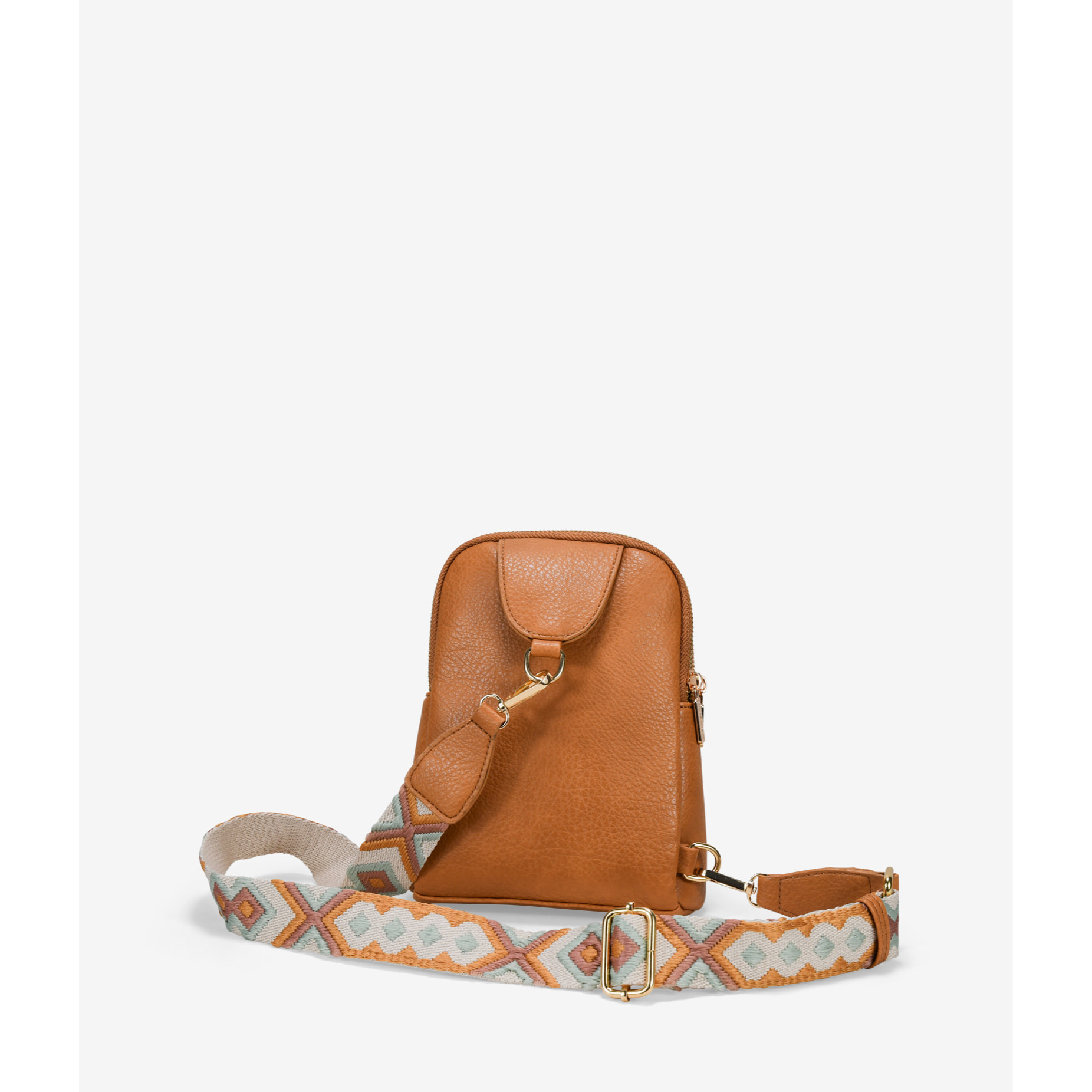 Riñonera tostada con asa de algodón y cremallera