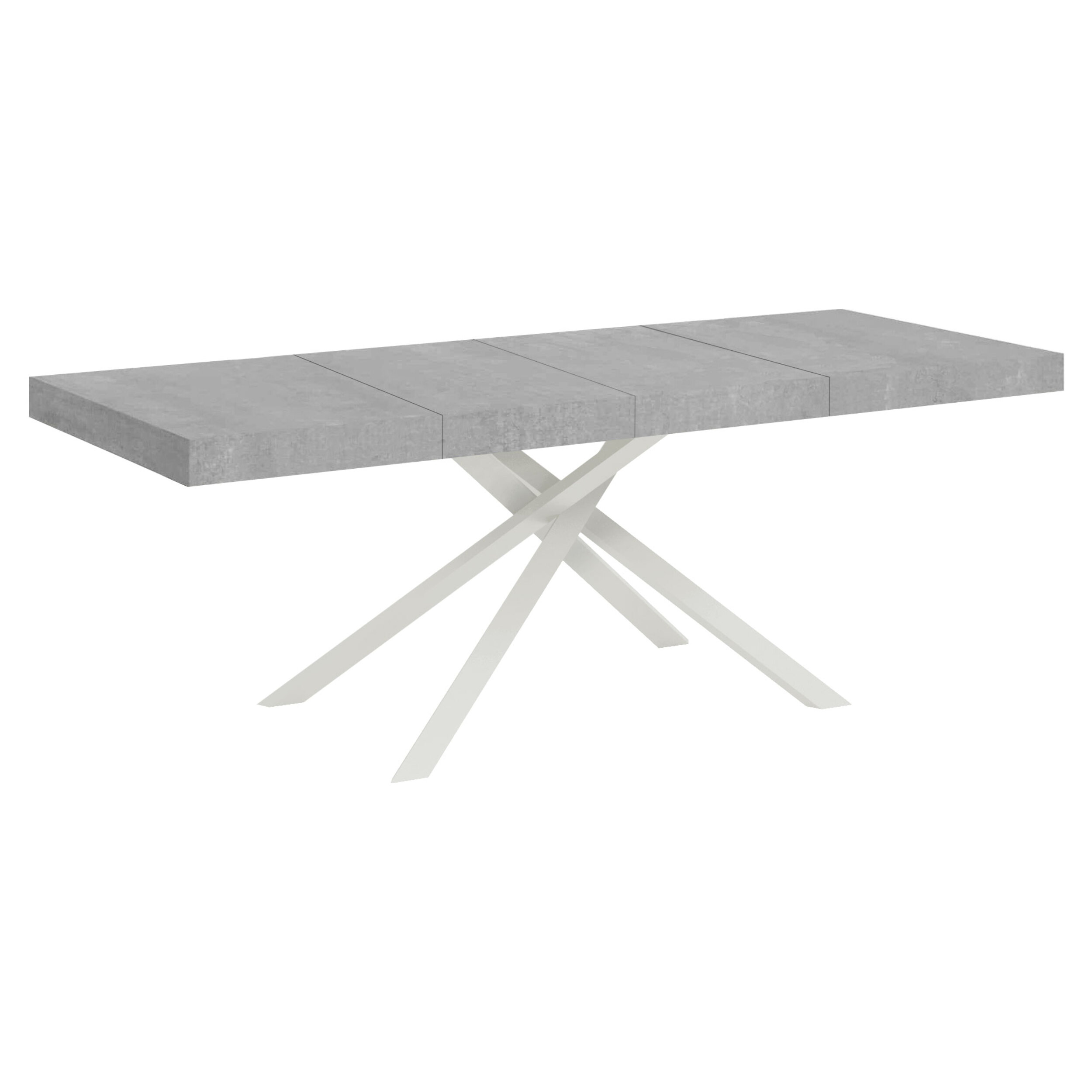 Mesa extensible 90x180/284 cm Karida Premium cemento patas blanca