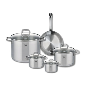 Ensemble de 1 Poêle de cuisson 24 cm et 4 faitouts 12, 14, 20 et 26 cm Elo Profi Citrin