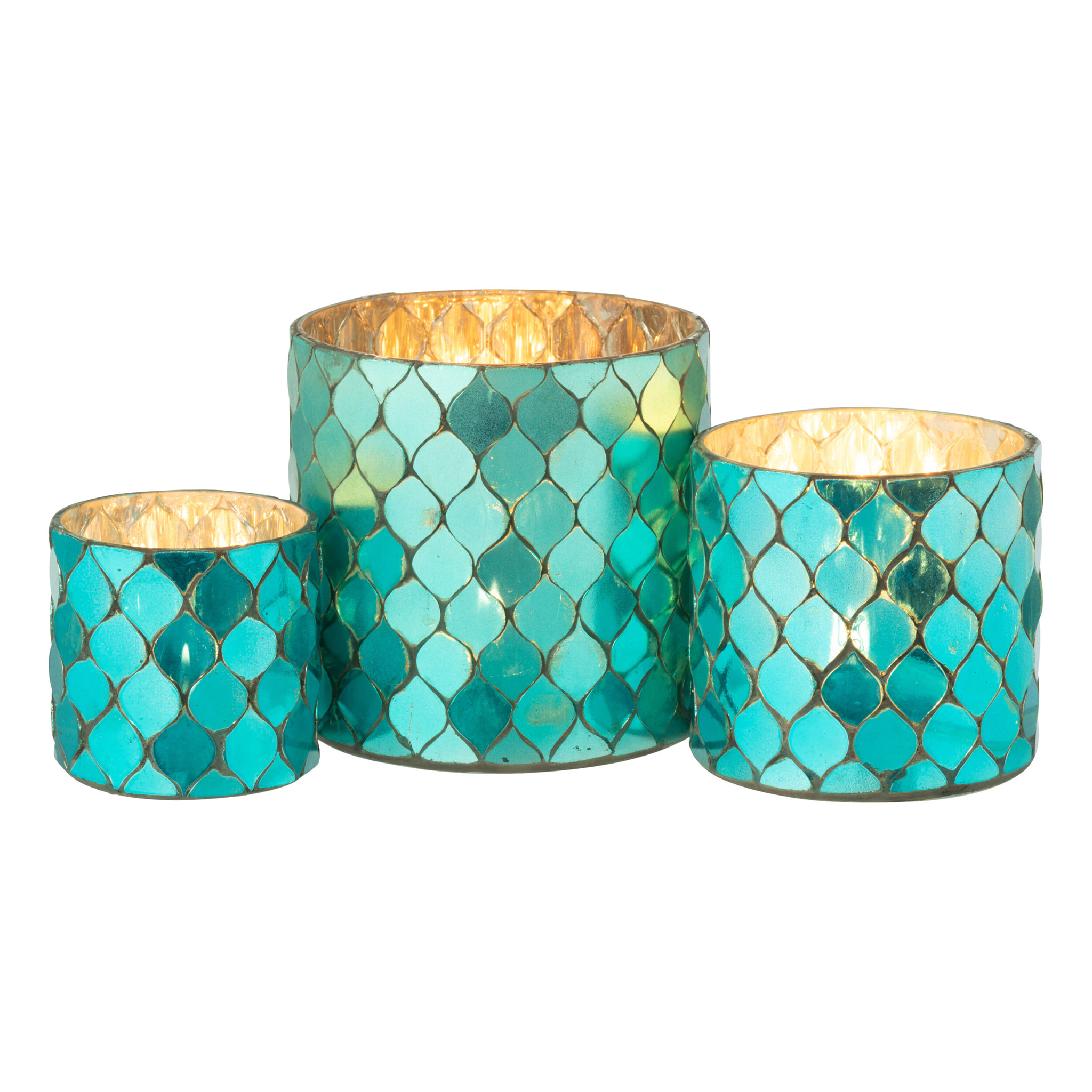 J-Line bougeoir Cylindre Mosaïque - verre - azur