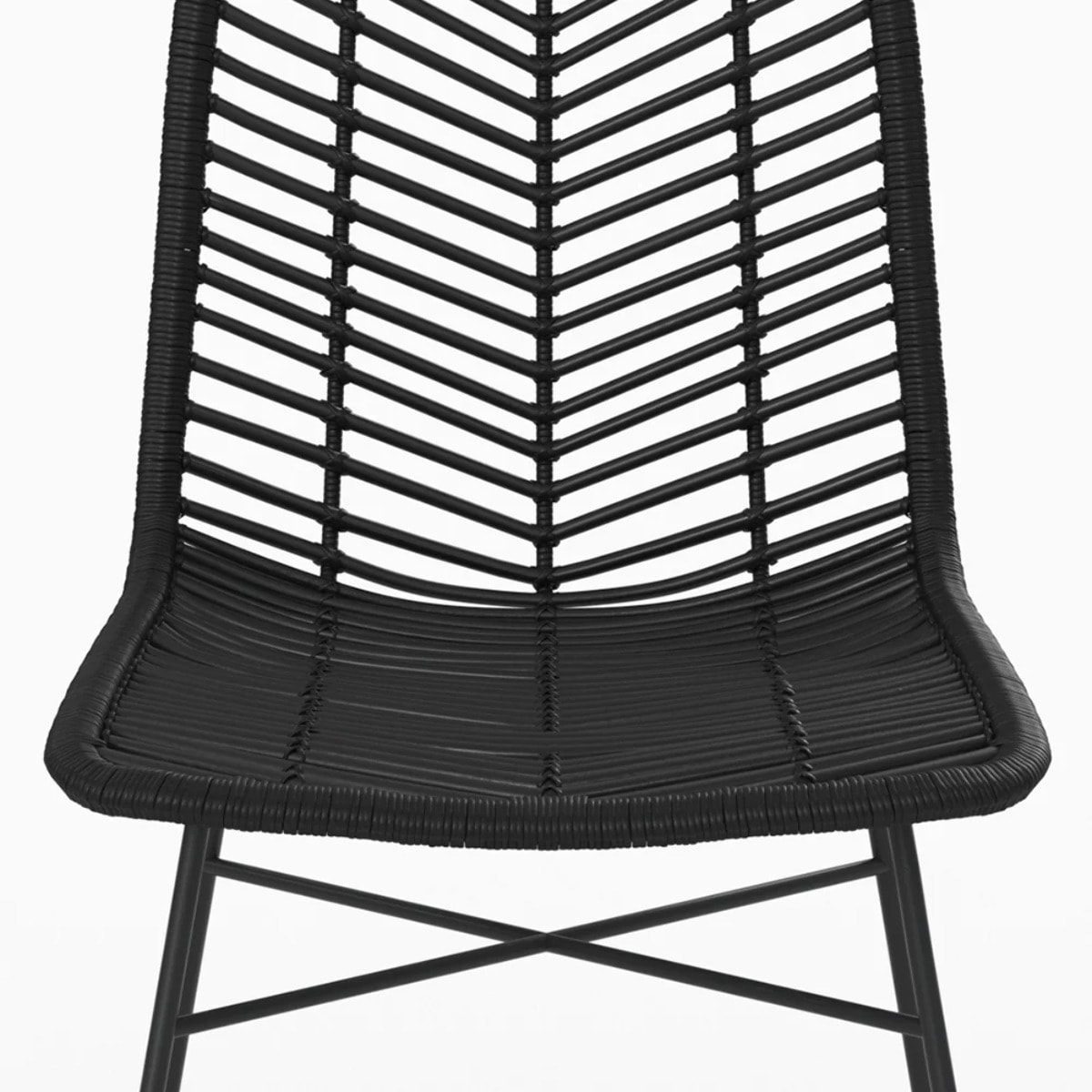 Lot de 2 chaises en rotin et pieds en métal noir - Tamara