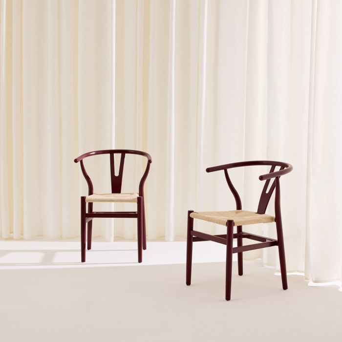 Chaise vintage bois de hêtre et cordes (lot de 2) CECILE