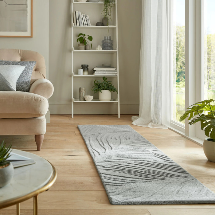 Tapis en laine de couloir FEUILLAGE Gris