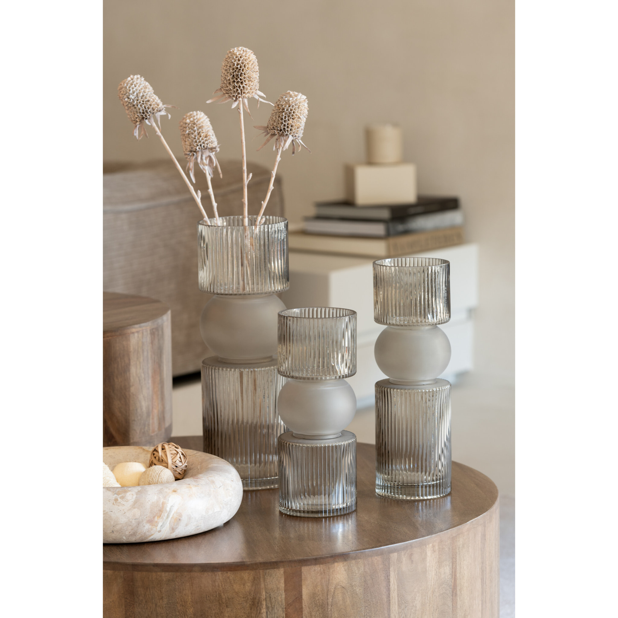 J-Line vase/bougeoir Bonbon - verre - gris - small