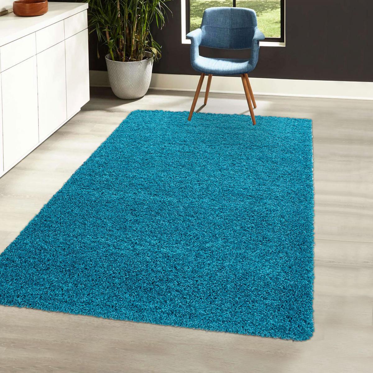 Tapis poils longs shaggy tissé motif uni GECO