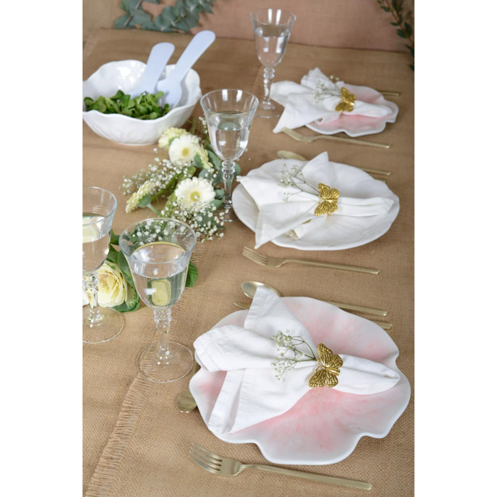 Lot de 6 Assiette plate rose en mélamine 28x28x2.5cm