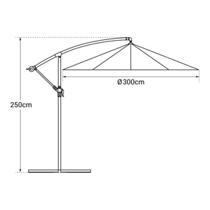 Parasol déporté OAHU rond + housse - Gris