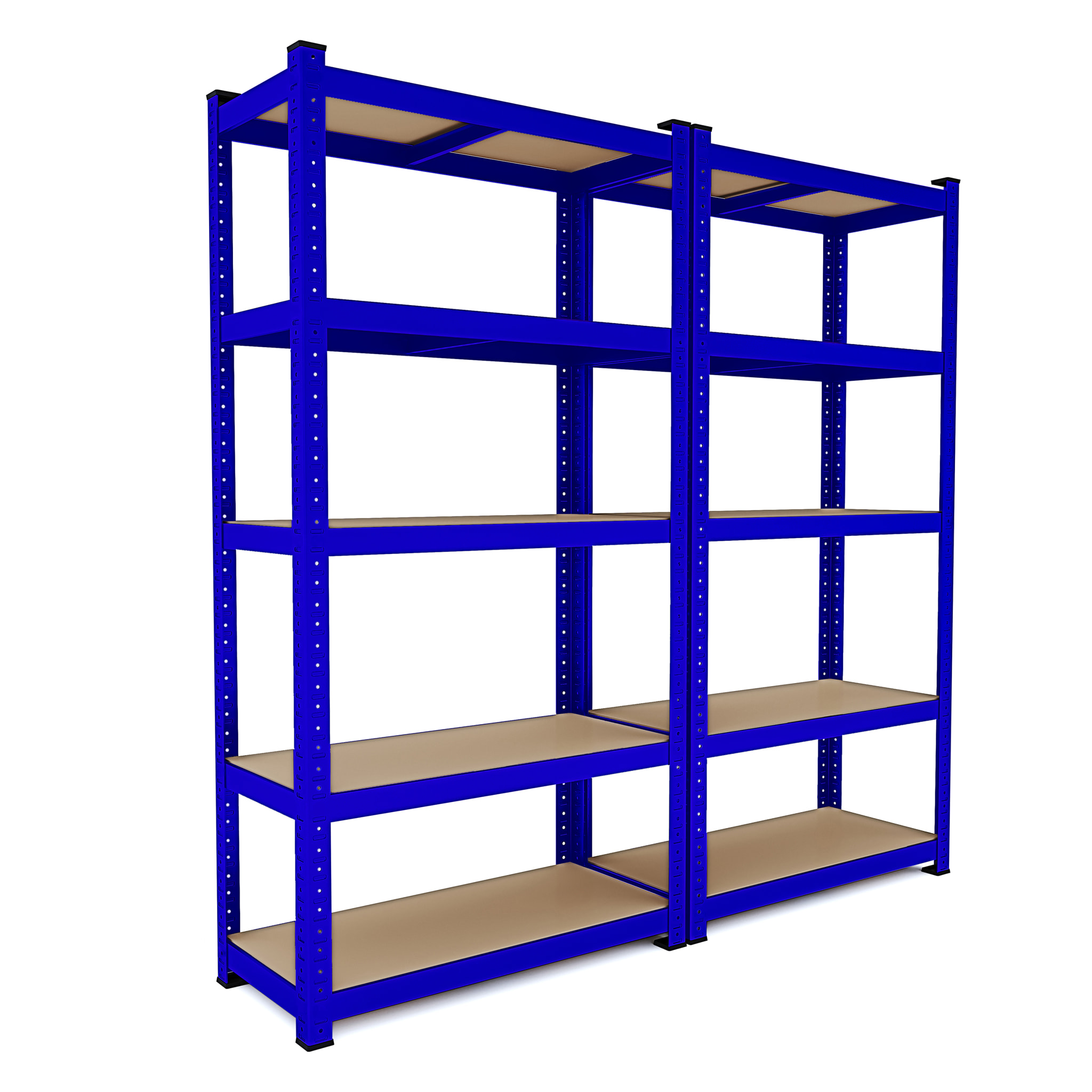 Set di 2 Scaffali In Metallo e MDF - Alta Portata Fino a 875 kg - 5 Ripiani Per Garage Officina Cantina Magazzino - Modulare - Blu - 180x90x40 cm
