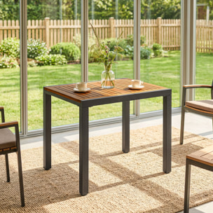 Mesa de Jardín Extensible 120/80x70 cm, Mesa de Comedor Exterior Extensible Rectangular con Estructura de Acero y Tablero de Madera de Acacia, para 4-6 Personas, para Patio, Terraza, Natural