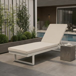 Bain de soleil en aluminium avec coussin beige PALOMINOS