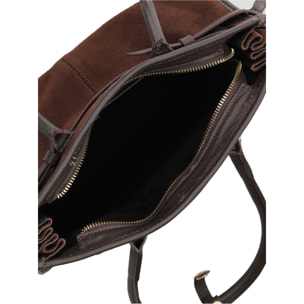 Borsa a spalla da donna Made in Italy - Modello Novara Ultra - Pelle scamosciata - 31.5 x 20.0 x 14.0 cm