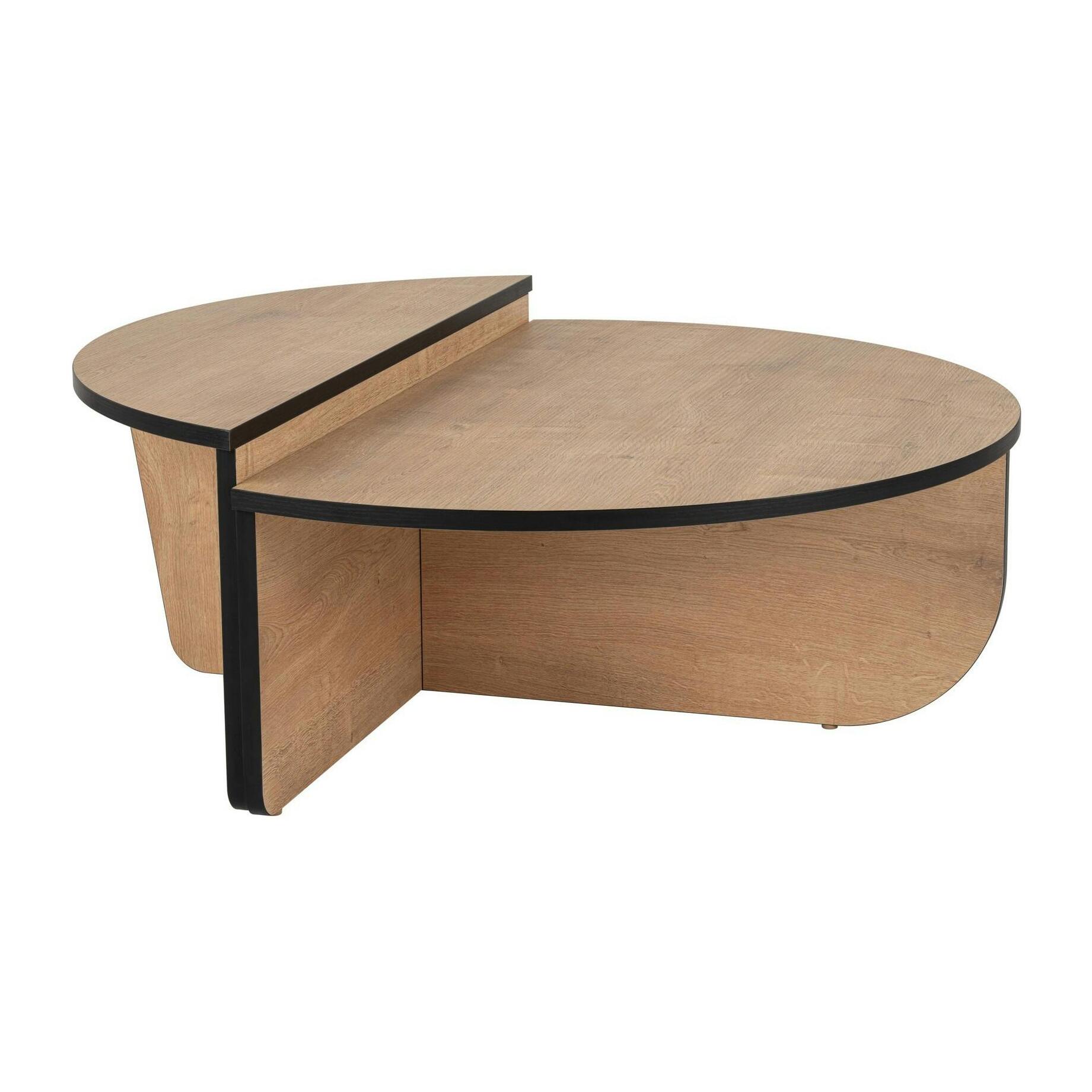 Table basse moderne effet bois ruban noir - 2 hauteurs MARFA